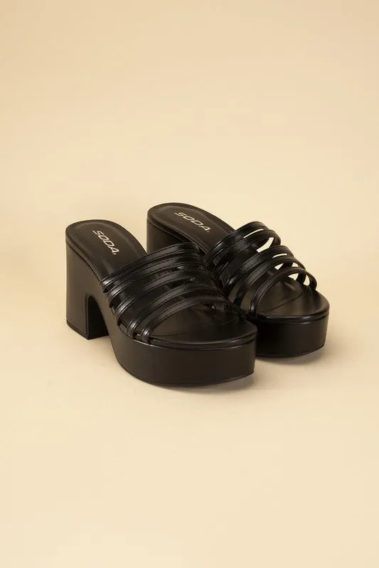 Sculptural Block Heel Platform Mules