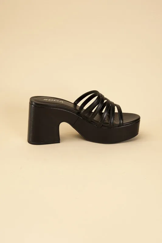 Sculptural Block Heel Platform Mules