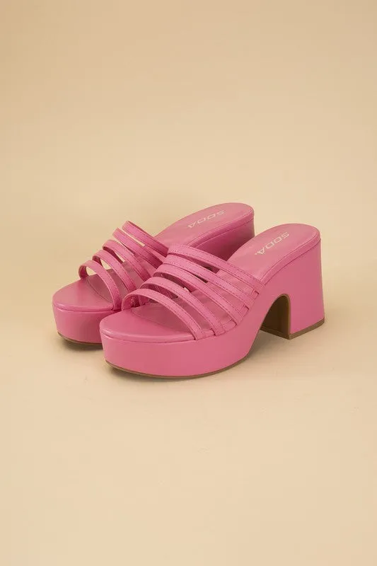 Sculptural Block Heel Platform Mules