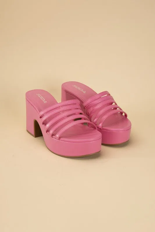 Sculptural Block Heel Platform Mules