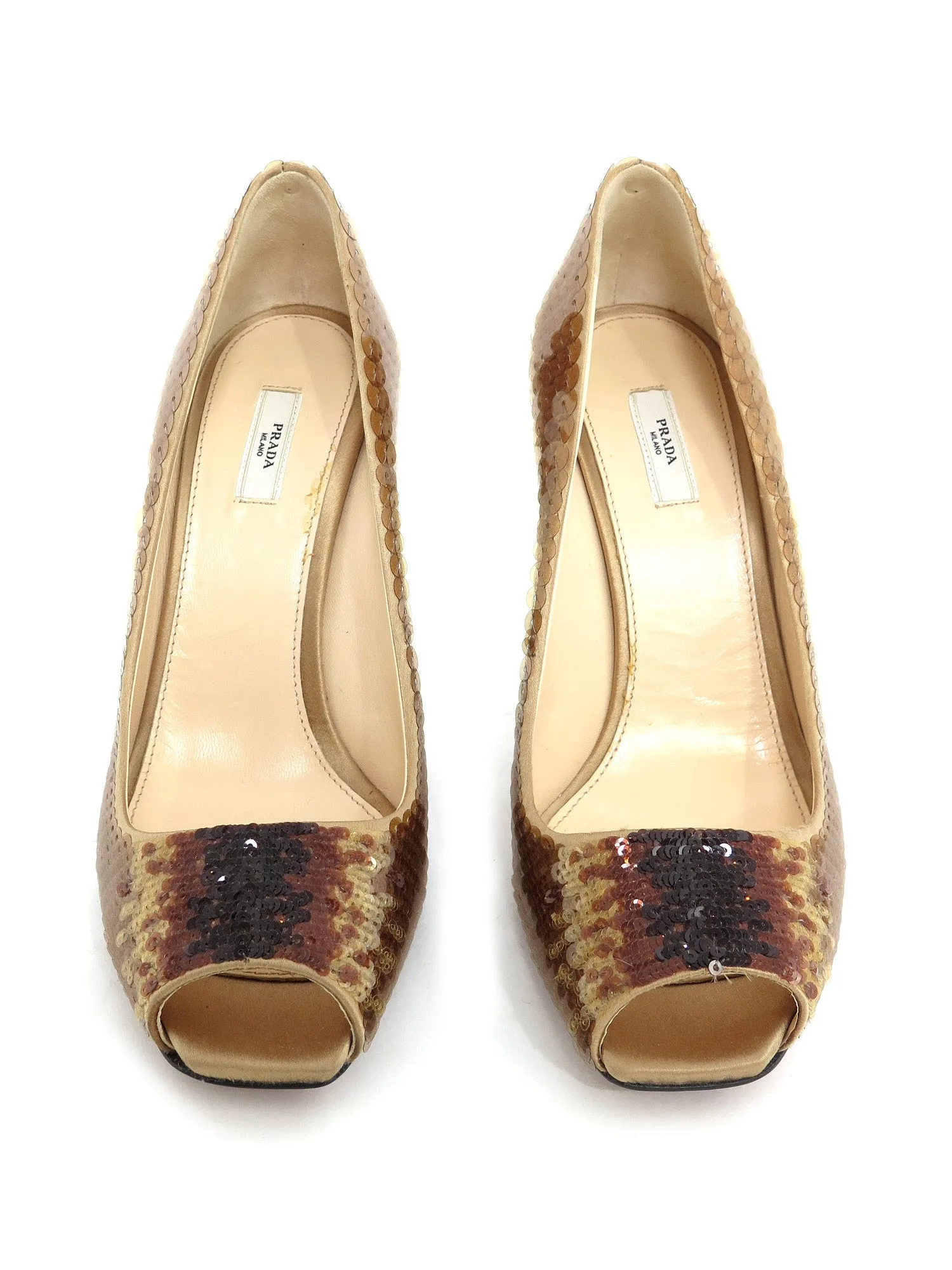 Sequin Peep-Toe Pumps
