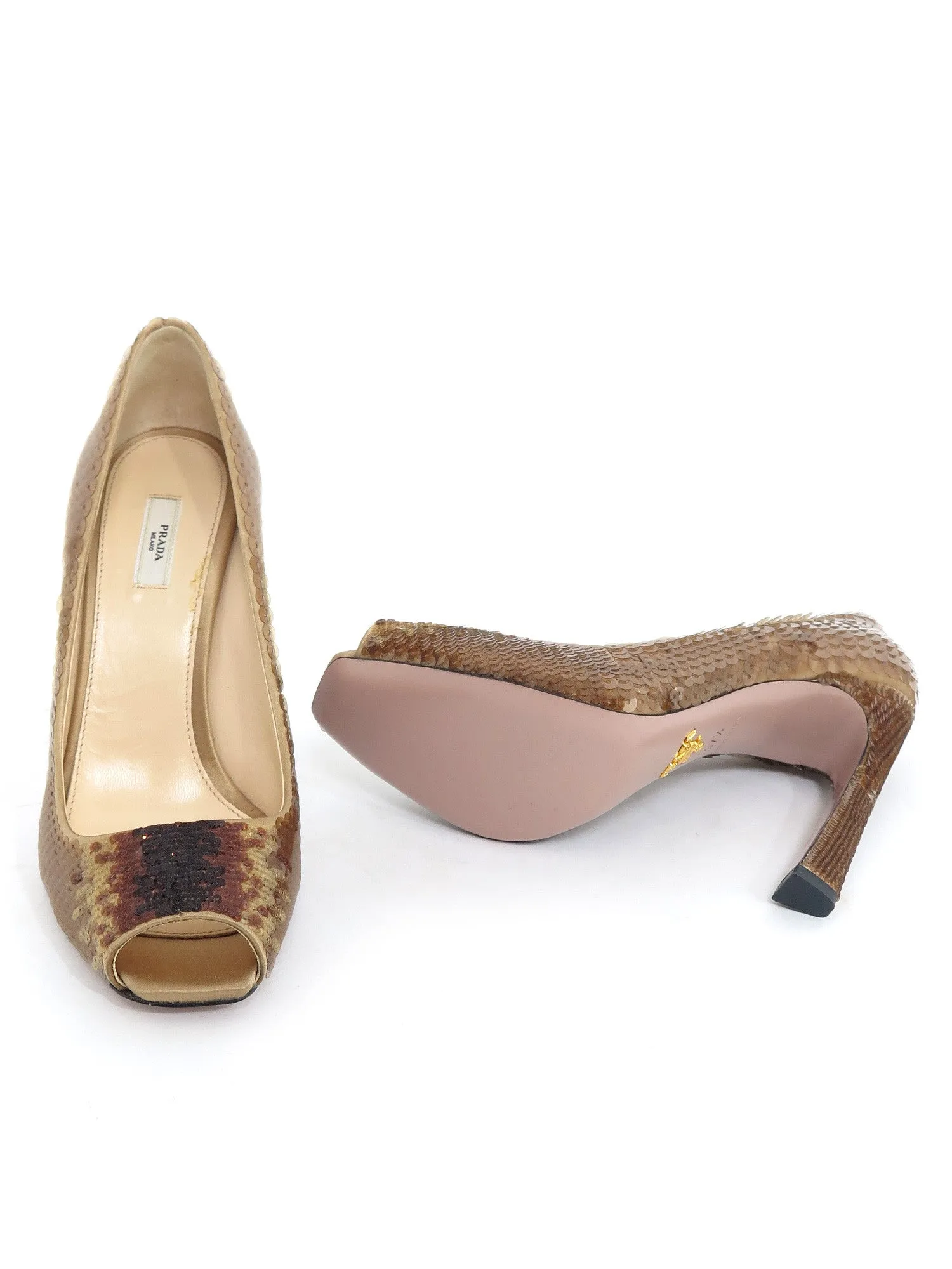 Sequin Peep-Toe Pumps