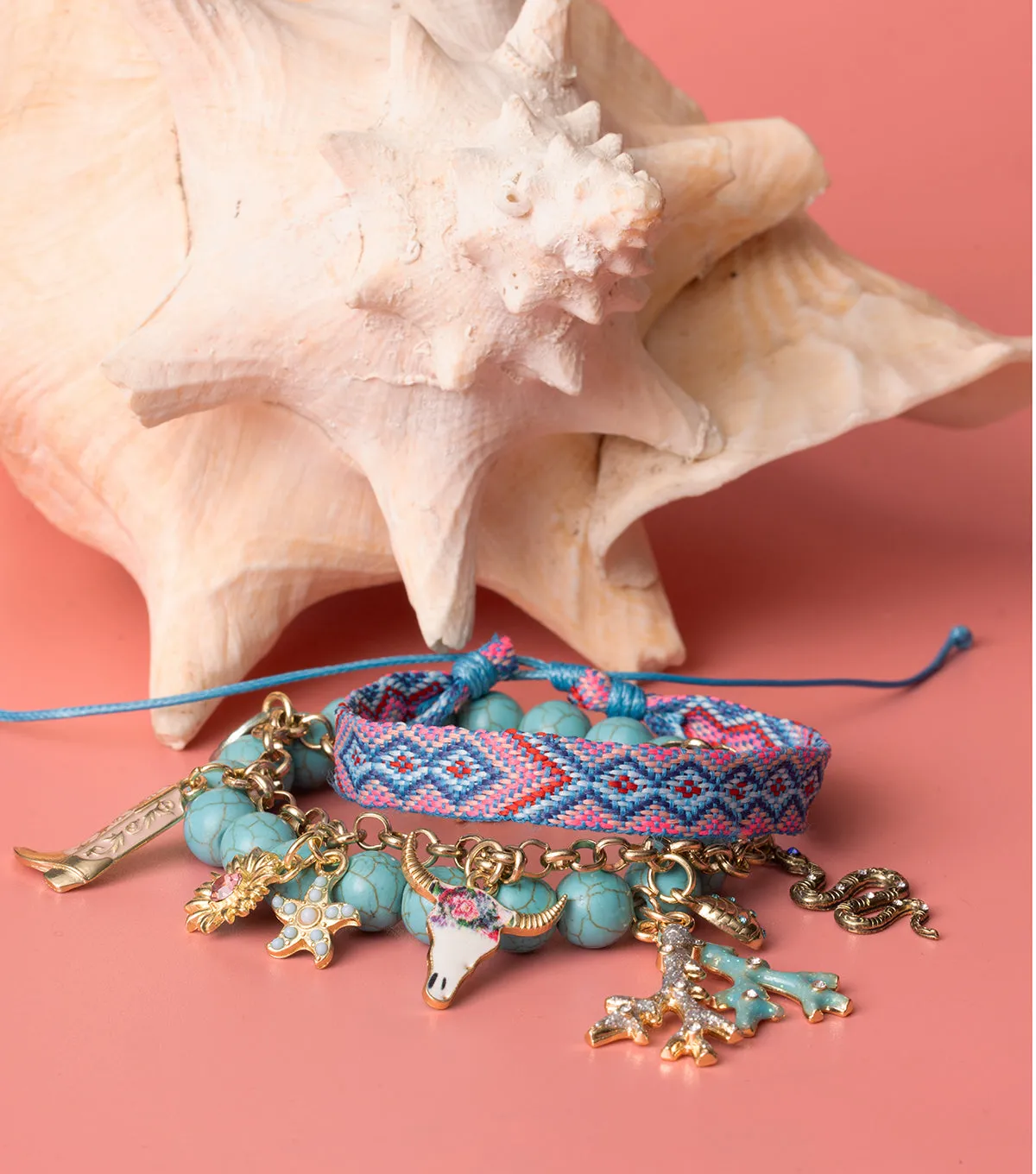 Set of Six Cowboy Boot Snake and Sunflower Crystal Charms Coastal Cowgirl