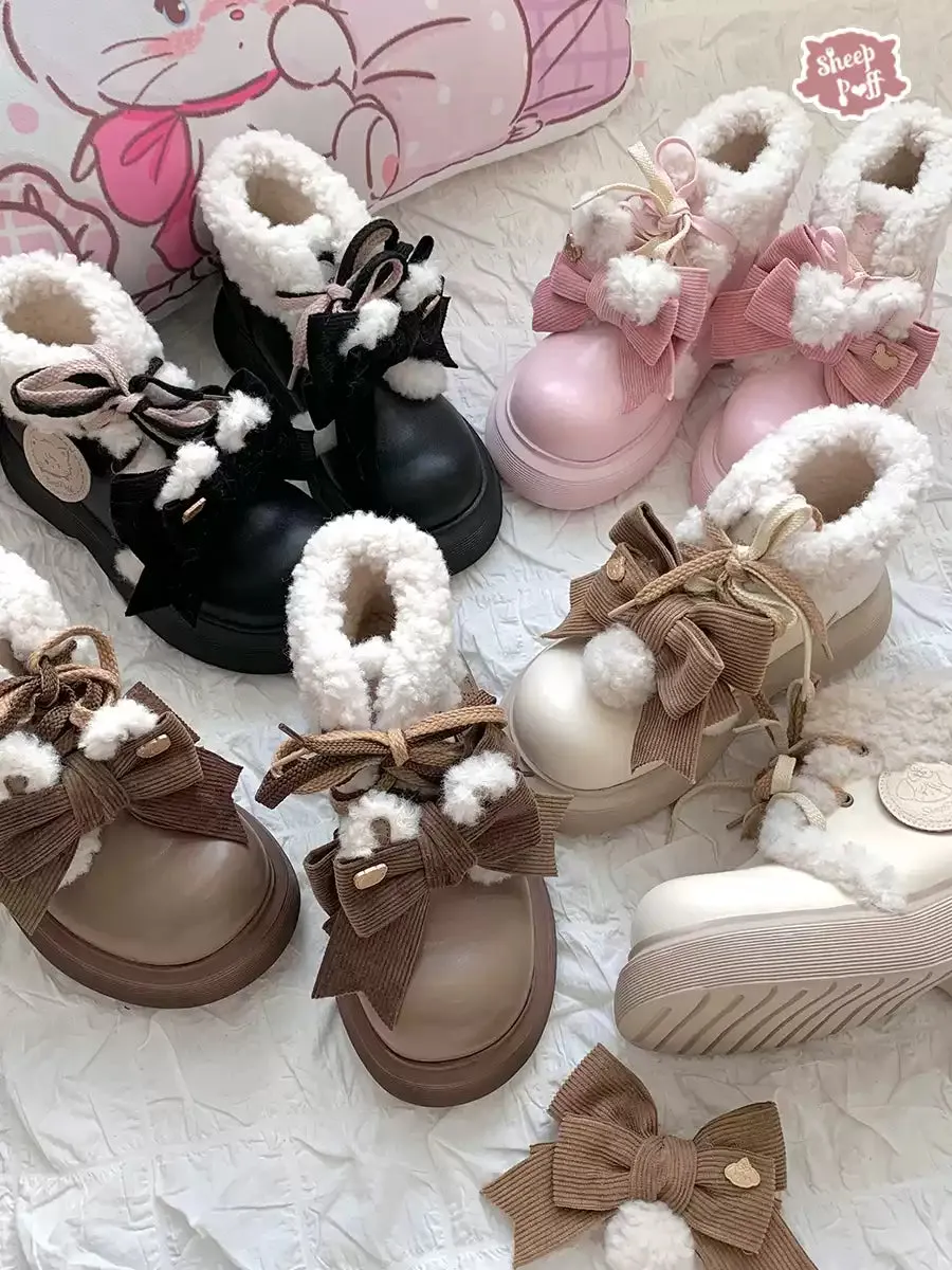 Sheep Puff~Sweet Lolita Fleece Shoes Winter Warm Snow Boots