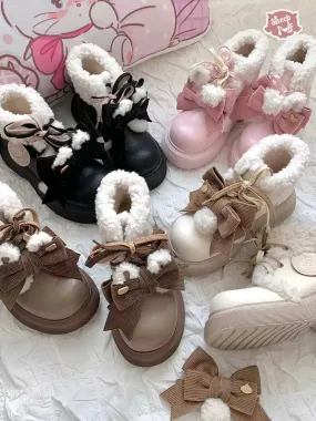 Sheep Puff~Sweet Lolita Fleece Shoes Winter Warm Snow Boots