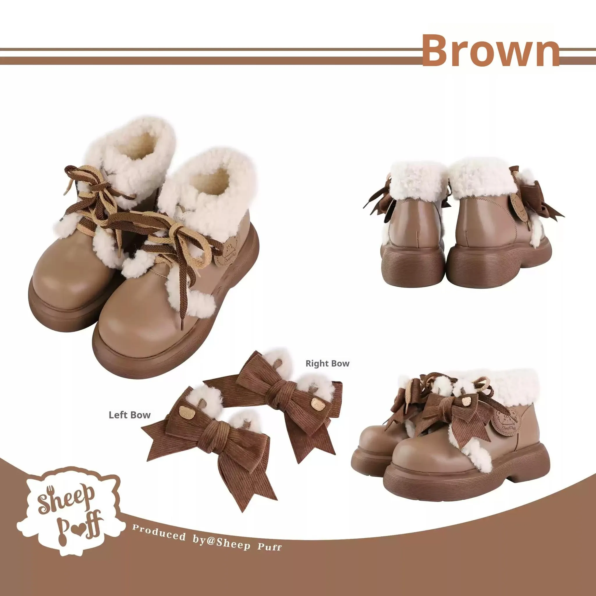 Sheep Puff~Sweet Lolita Fleece Shoes Winter Warm Snow Boots