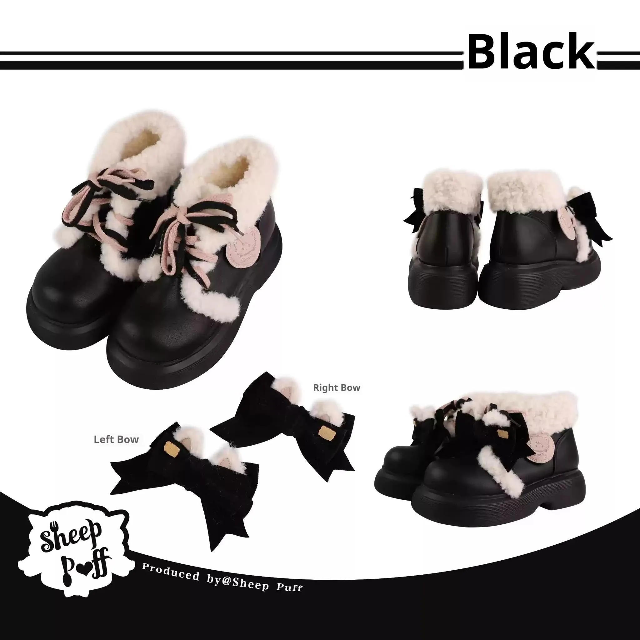 Sheep Puff~Sweet Lolita Fleece Shoes Winter Warm Snow Boots