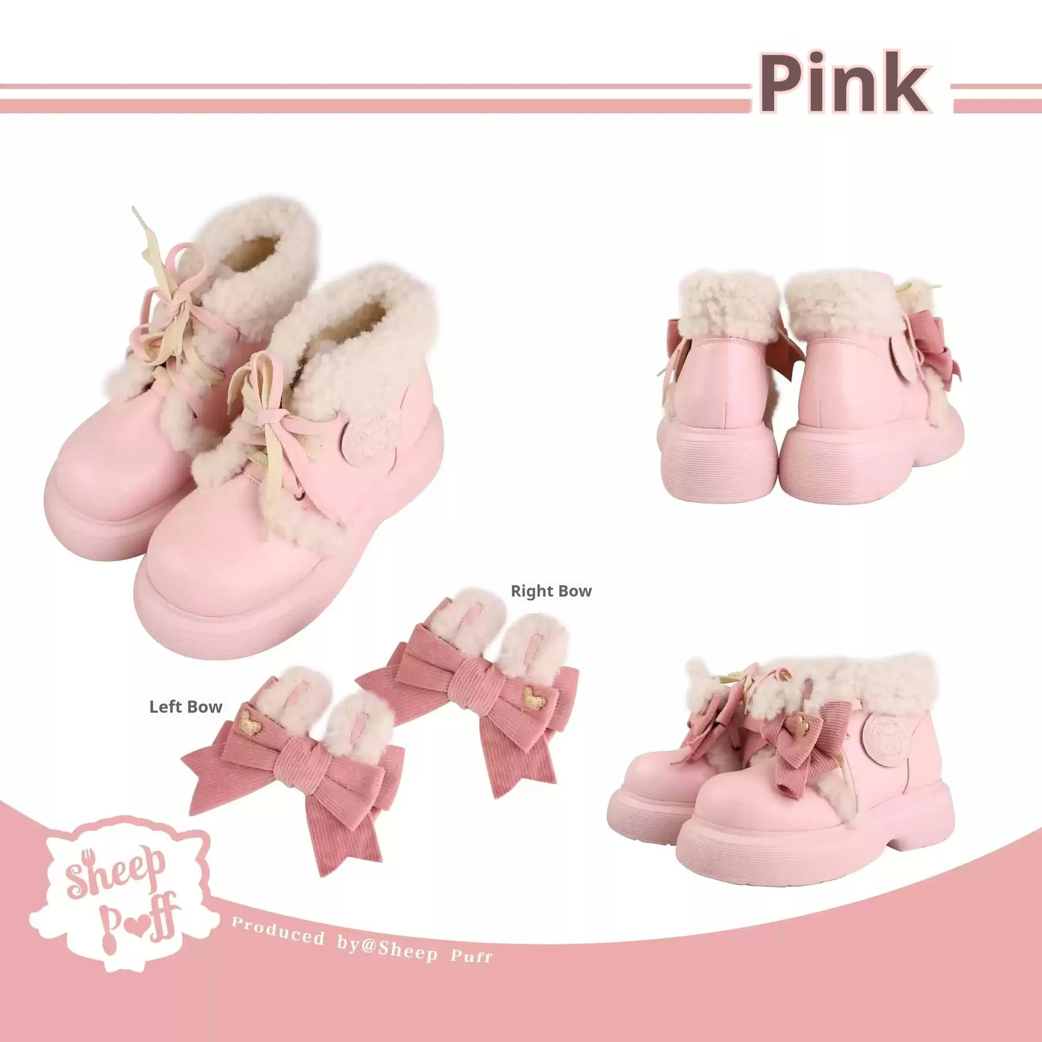 Sheep Puff~Sweet Lolita Fleece Shoes Winter Warm Snow Boots