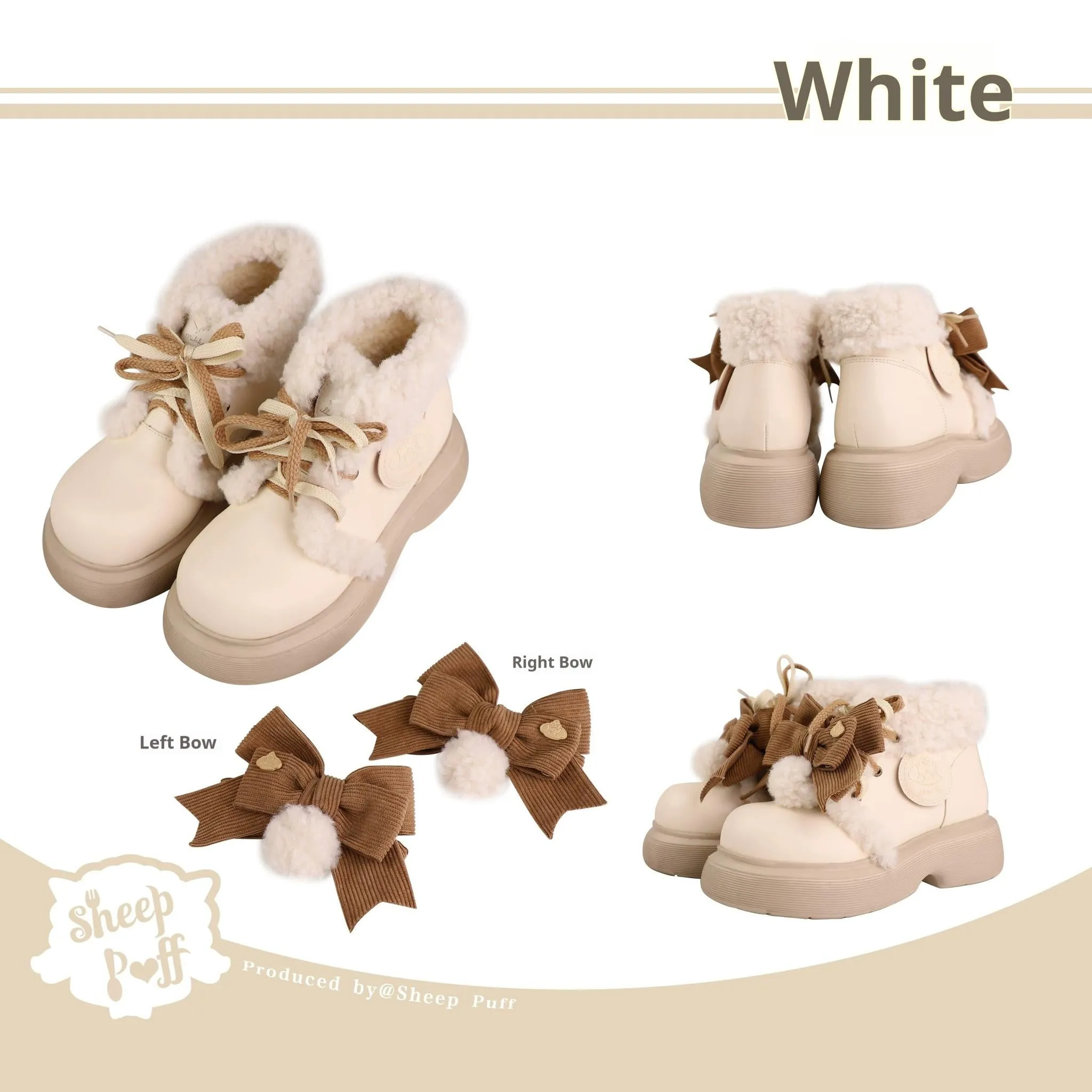 Sheep Puff~Sweet Lolita Fleece Shoes Winter Warm Snow Boots