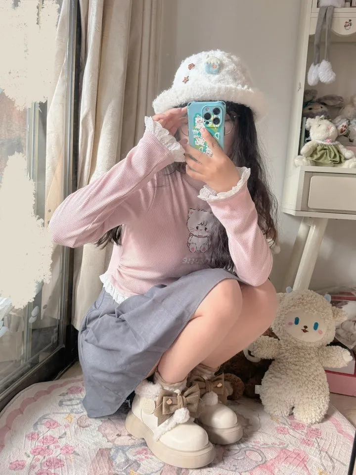 Sheep Puff~Sweet Lolita Fleece Shoes Winter Warm Snow Boots