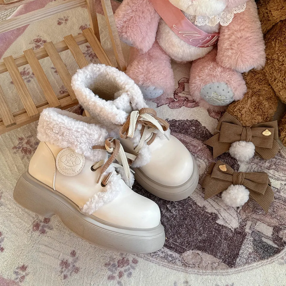 Sheep Puff~Sweet Lolita Fleece Shoes Winter Warm Snow Boots
