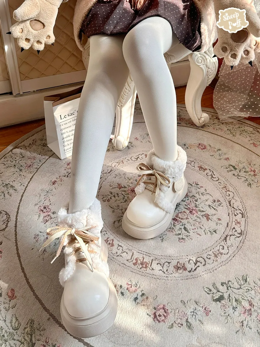 Sheep Puff~Sweet Lolita Fleece Shoes Winter Warm Snow Boots