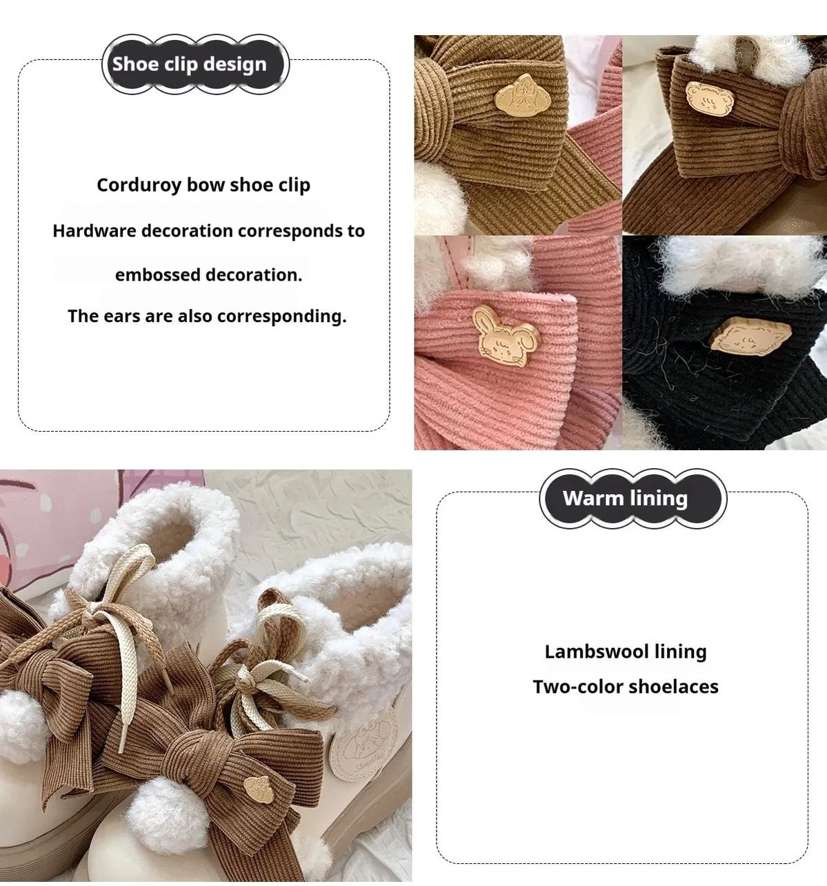 Sheep Puff~Sweet Lolita Fleece Shoes Winter Warm Snow Boots