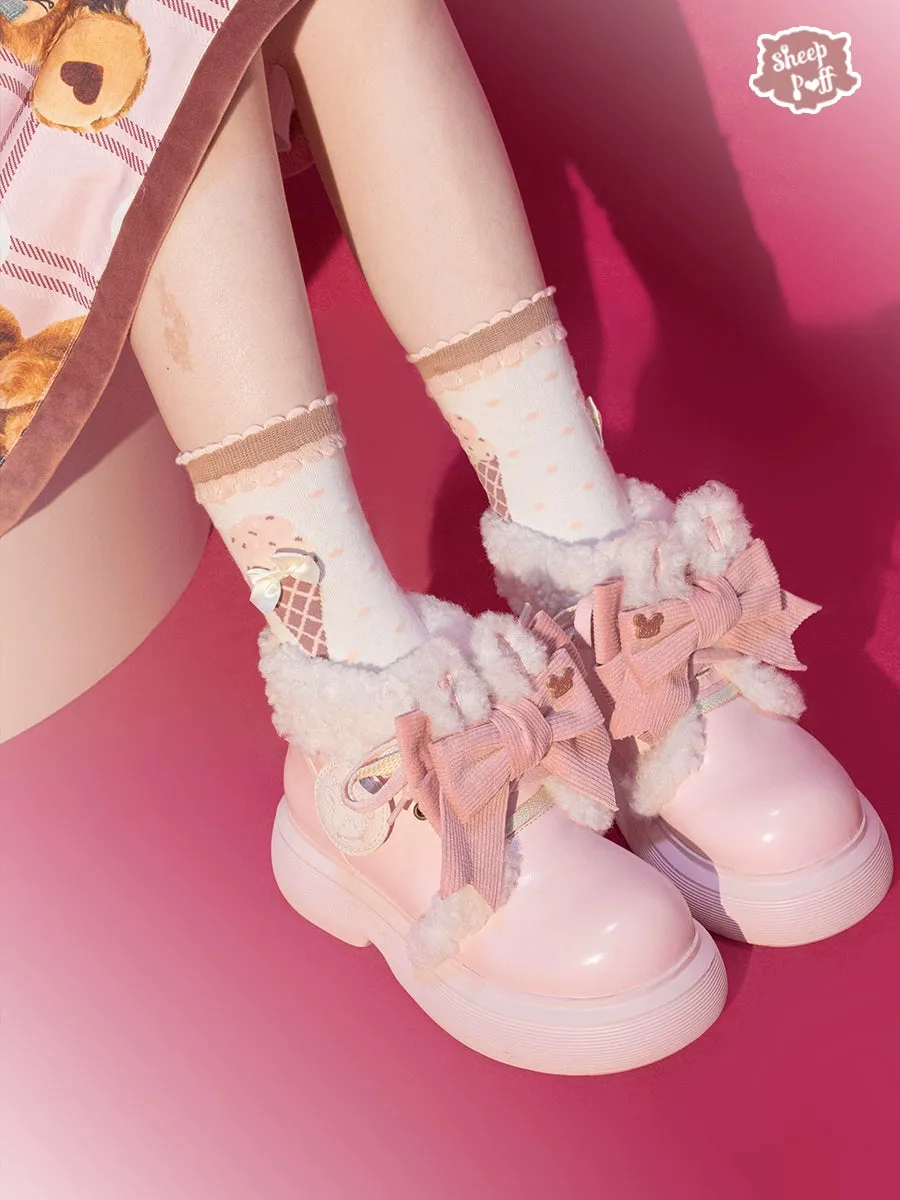 Sheep Puff~Sweet Lolita Fleece Shoes Winter Warm Snow Boots