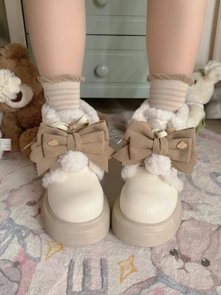 Sheep Puff~Sweet Lolita Fleece Shoes Winter Warm Snow Boots