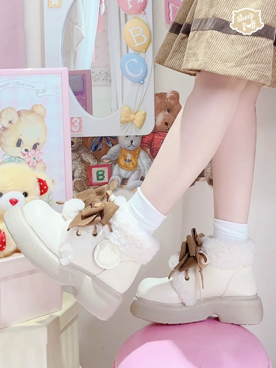 Sheep Puff~Sweet Lolita Fleece Shoes Winter Warm Snow Boots