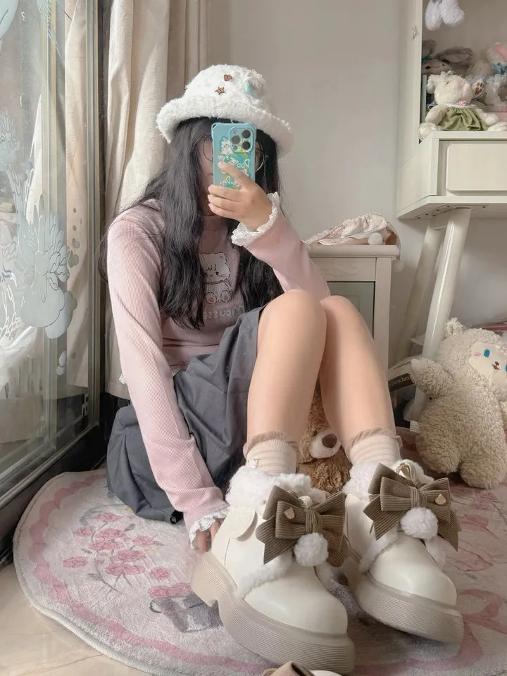 Sheep Puff~Sweet Lolita Fleece Shoes Winter Warm Snow Boots