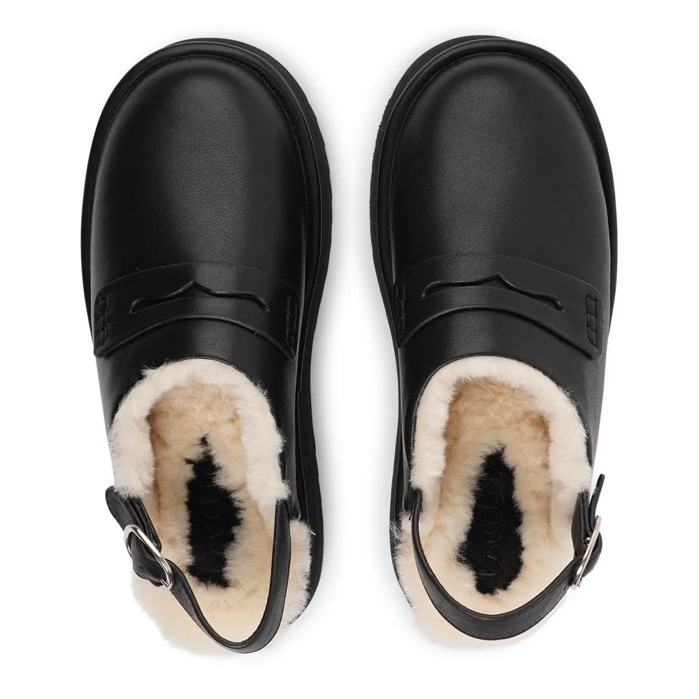 Siple - Leather Mules with shearling