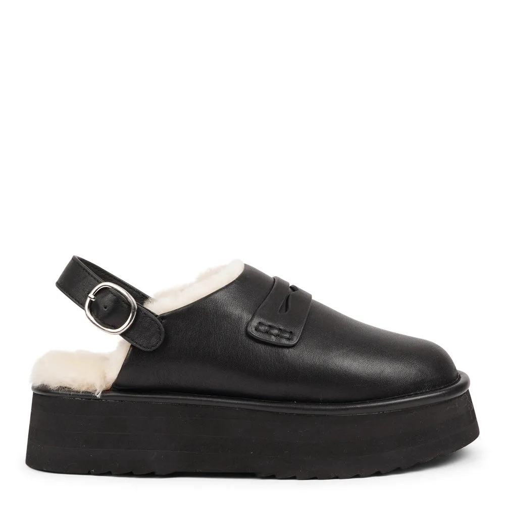 Siple - Leather Mules with shearling