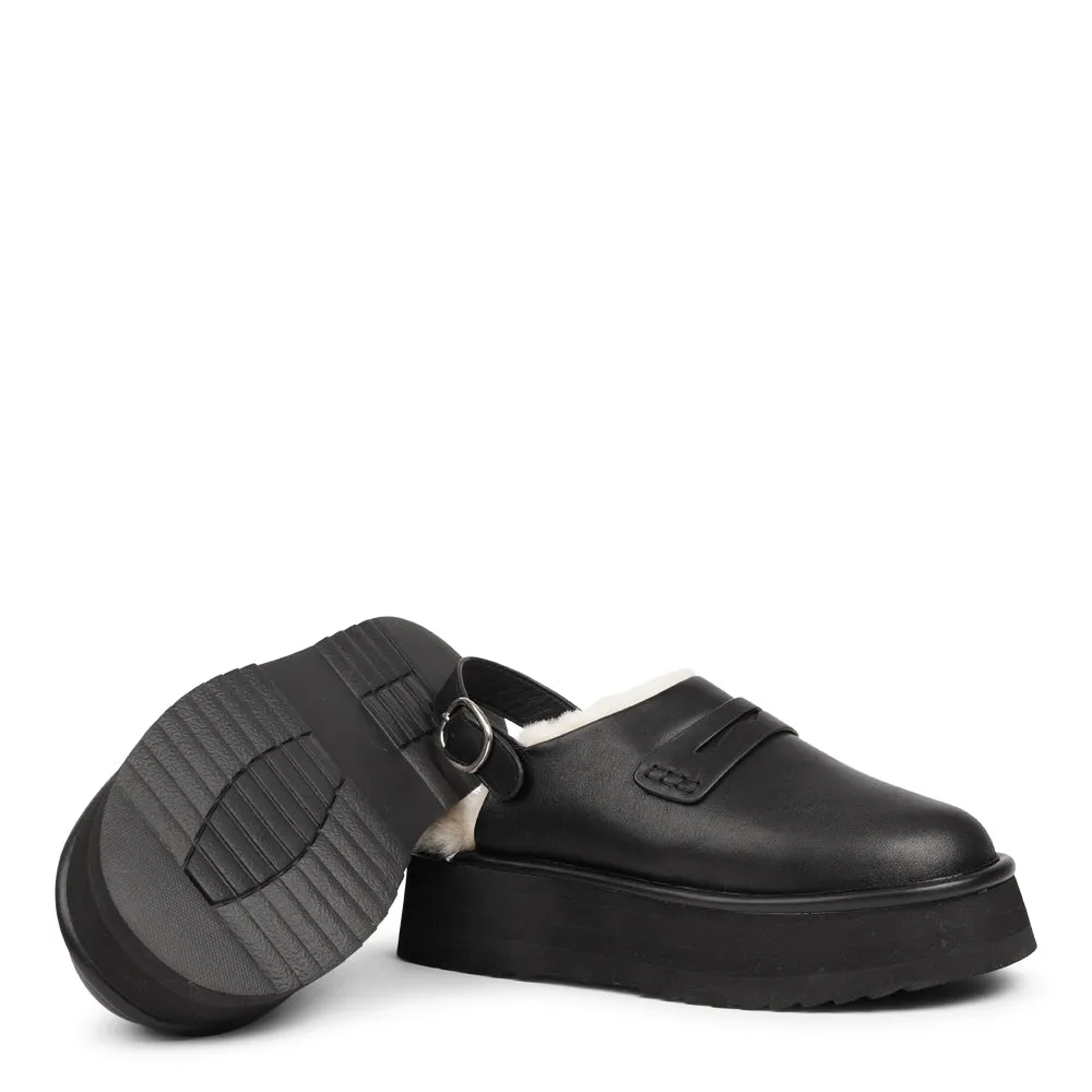 Siple - Leather Mules with shearling