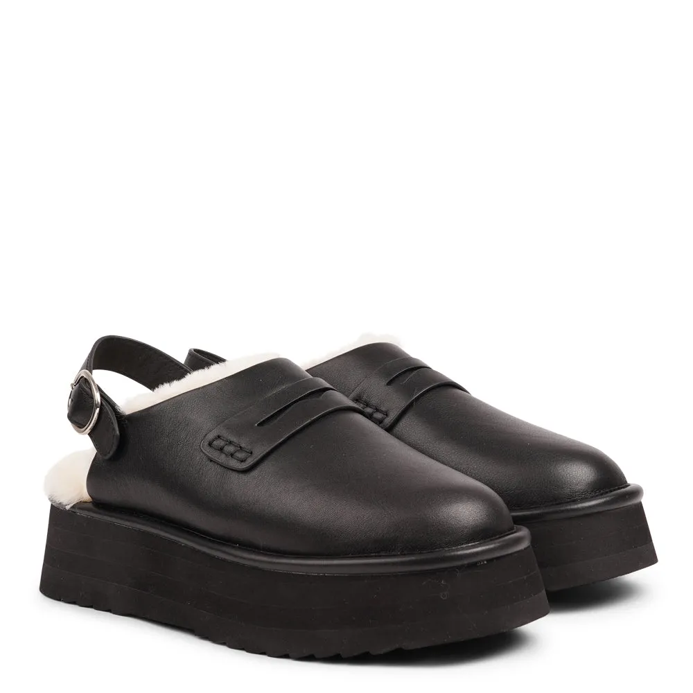 Siple - Leather Mules with shearling