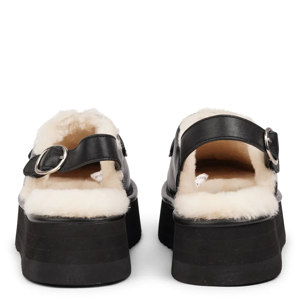 Siple - Leather Mules with shearling