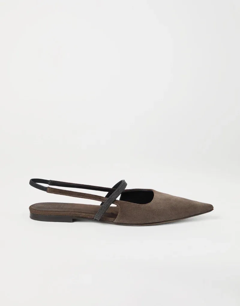 Suede ballerina shoes