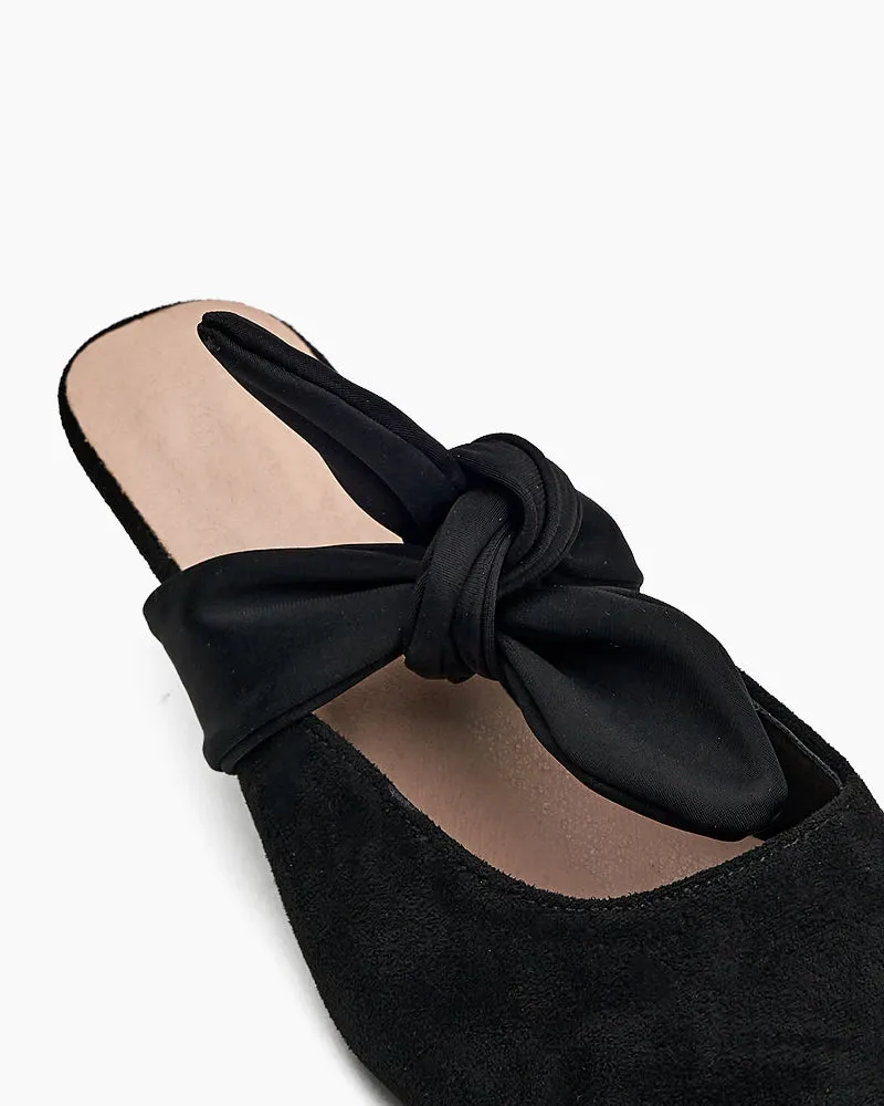 Suede Bow-knot Kitten Heel Mule