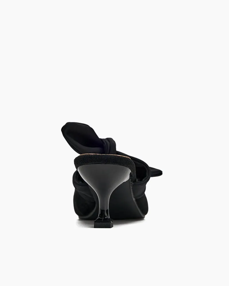 Suede Bow-knot Kitten Heel Mule