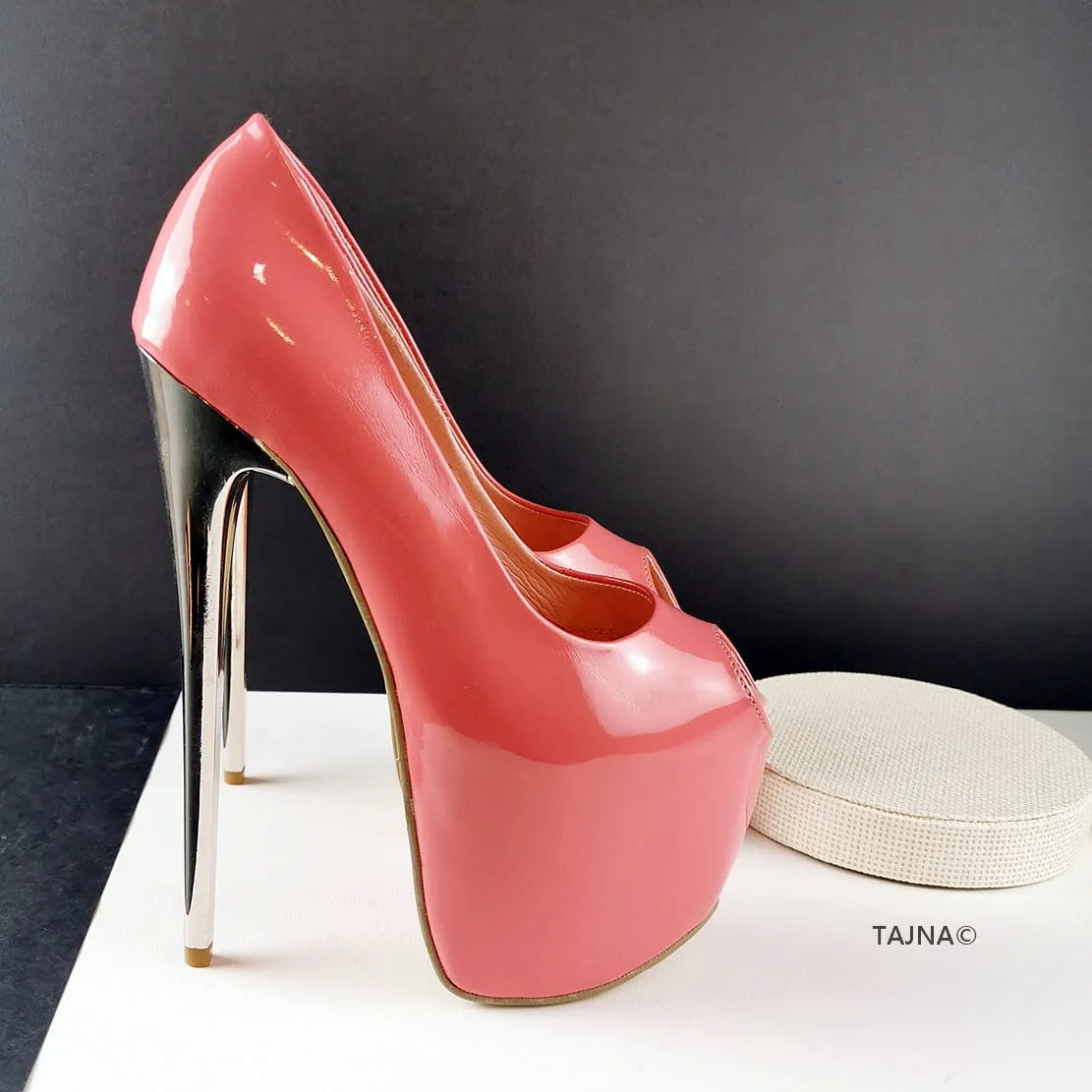 Sugar Pink Patent Platform Pumps