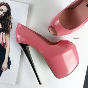 Sugar Pink Patent Platform Pumps