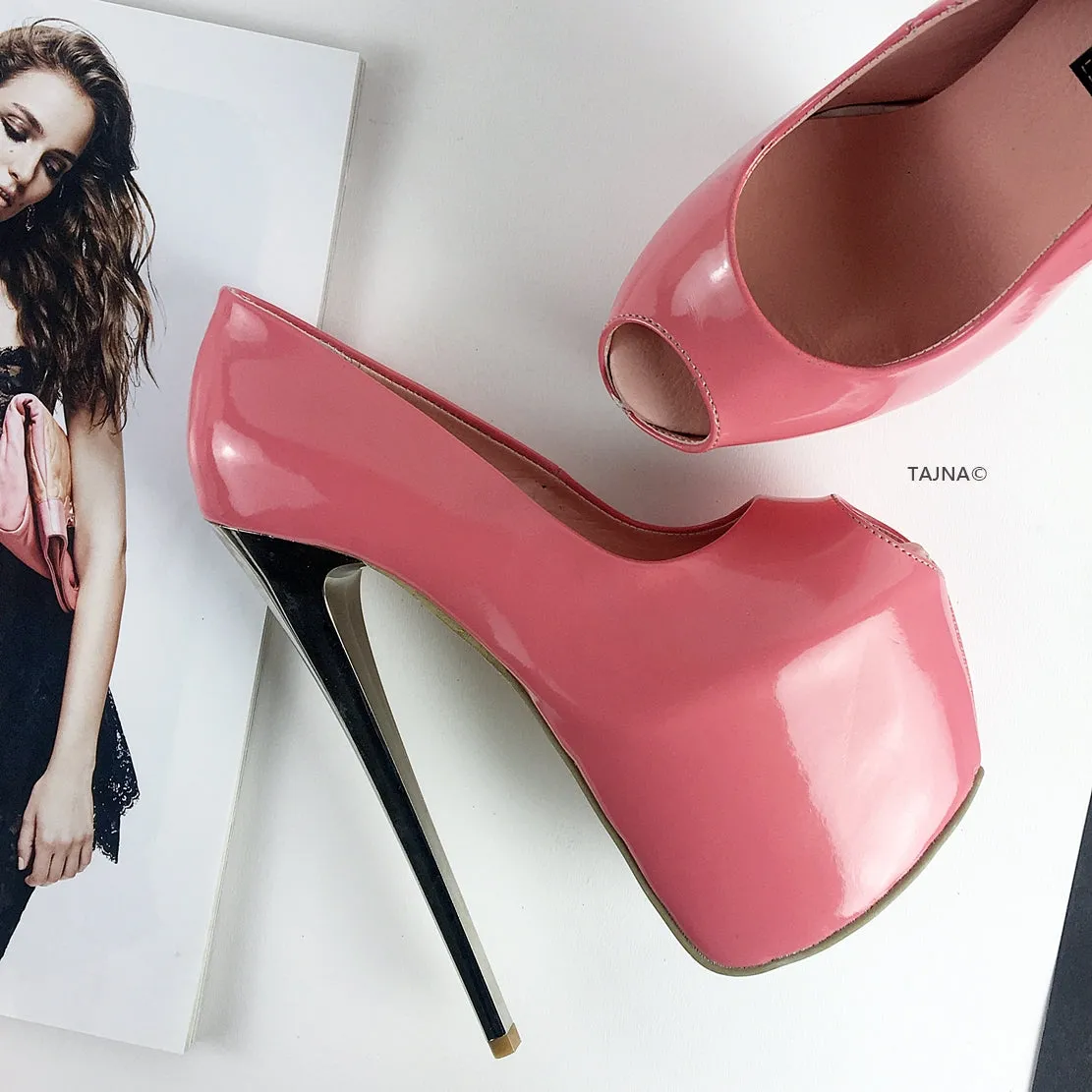 Sugar Pink Patent Platform Pumps
