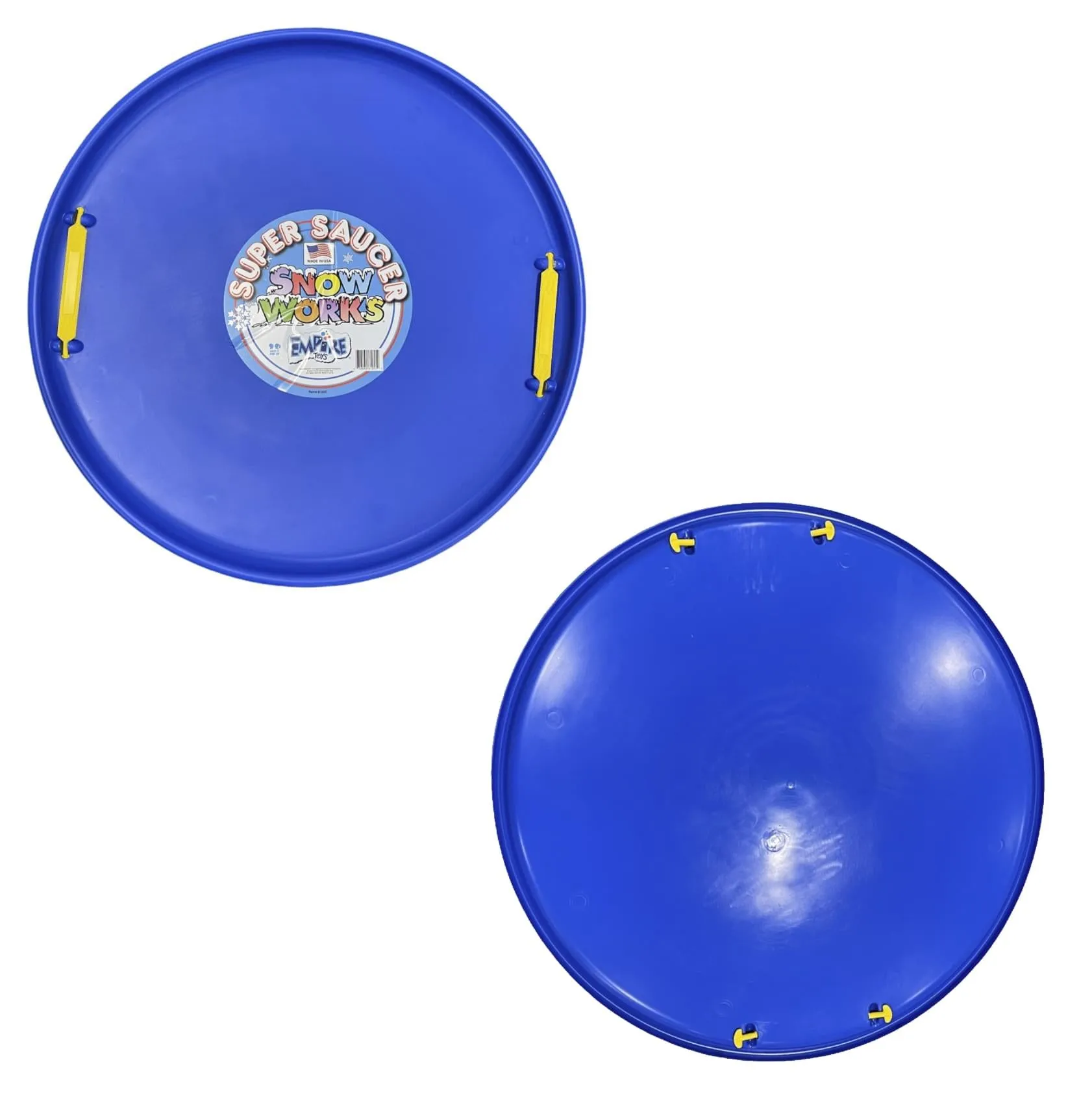 Super Saucer 28-Inch Round Snow Sled with Handles | Blue | Manufactured here in the USA