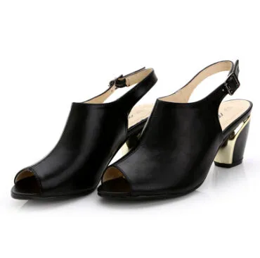 The Handmade leather slingbacks high heels shoes