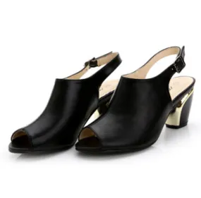 The Handmade leather slingbacks high heels shoes