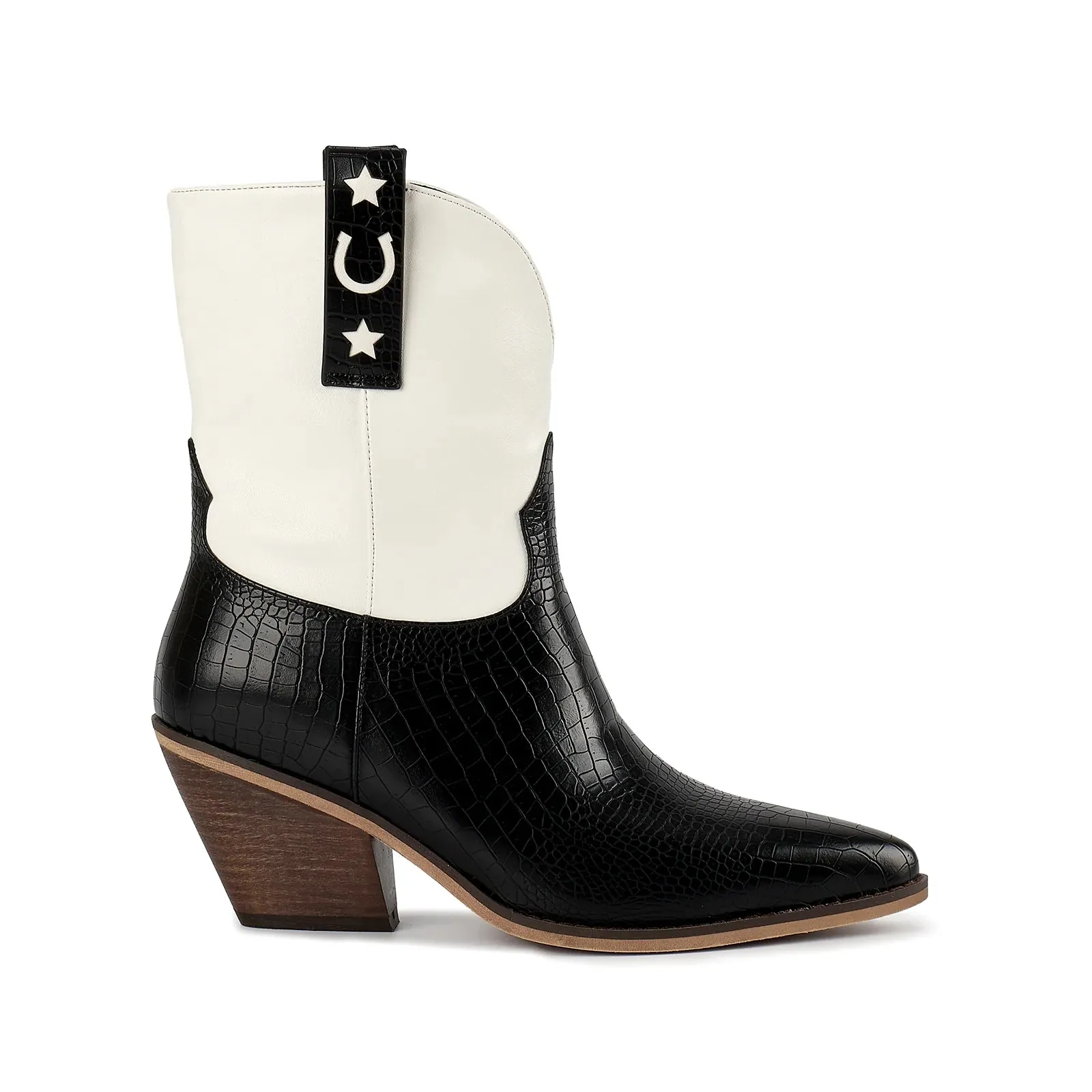 The June Cowgirl Boot - Black/White