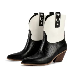 The June Cowgirl Boot - Black/White