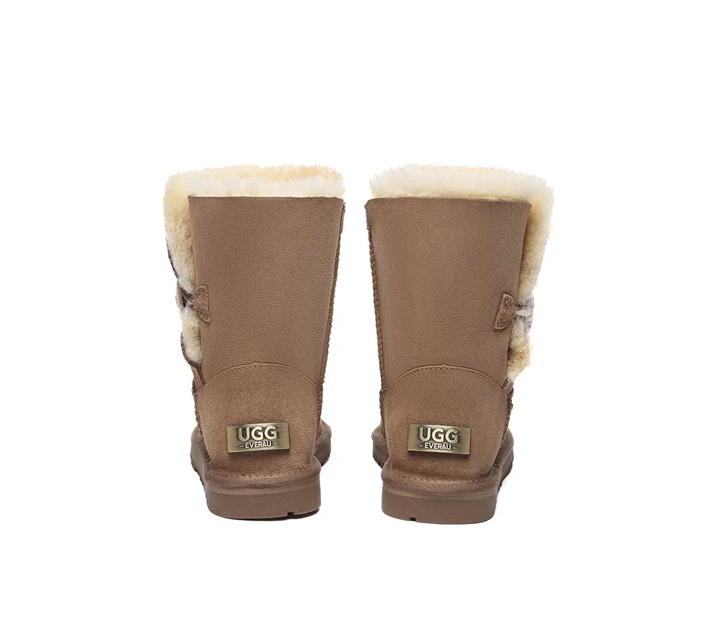 UGG EVERAU® UGG Boots Double Faced Sheepskin Wool Short Button