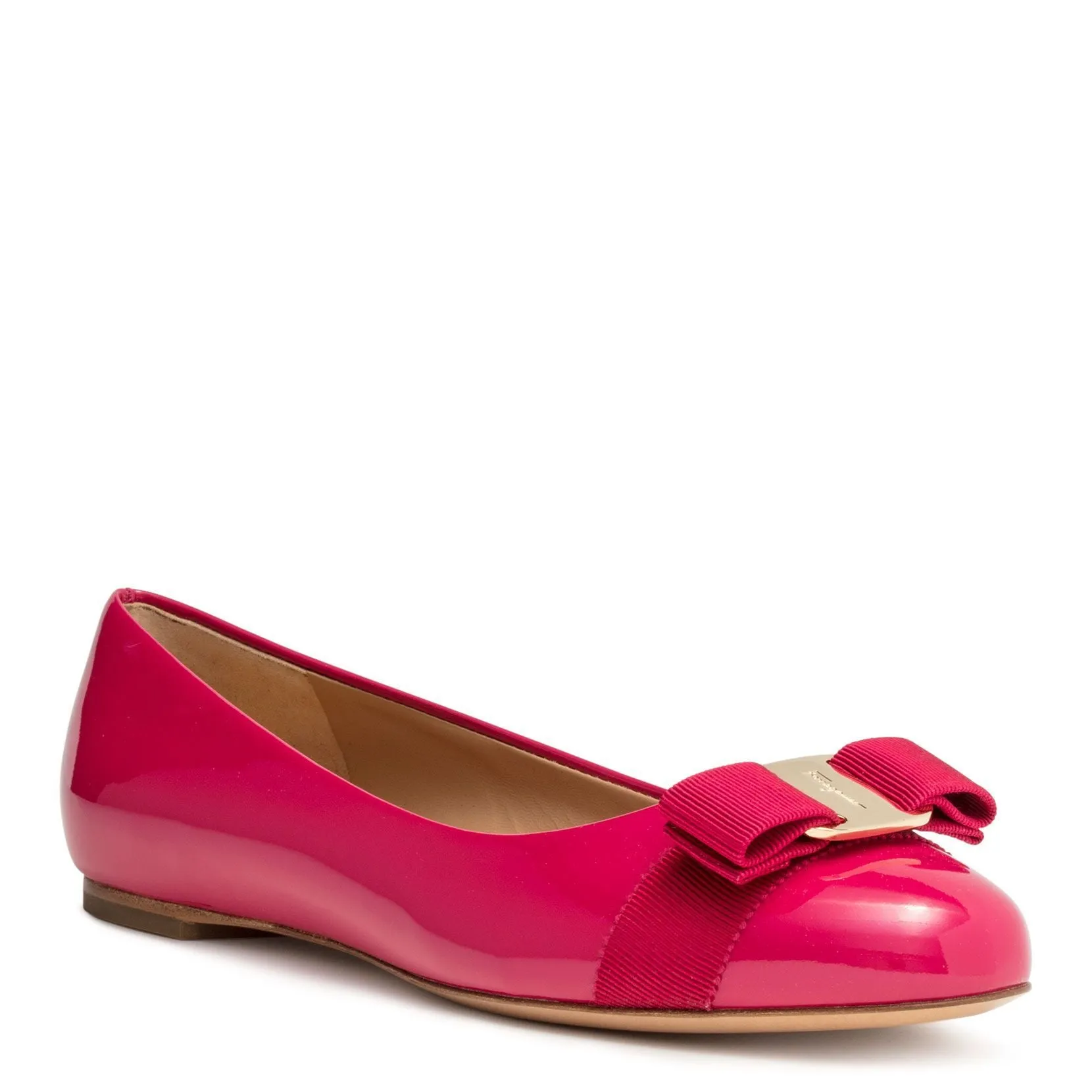 Varina fuchsia patent leather ballerinas