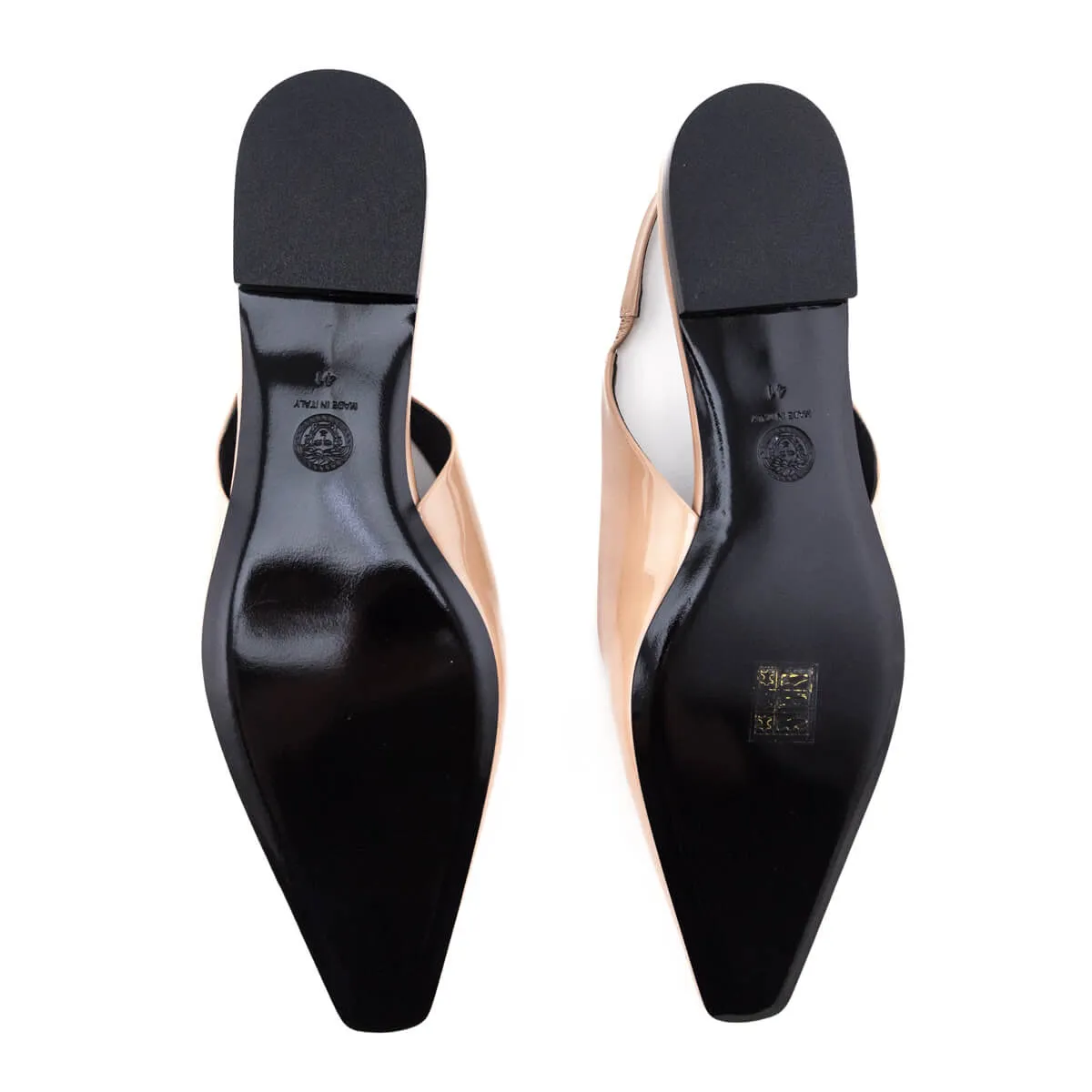 Versace Beige Patent Medusa-Plaque Slingback Ballet Flats Size US 11 | IT 41 