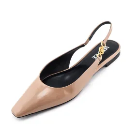 Versace Beige Patent Medusa-Plaque Slingback Ballet Flats Size US 11 | IT 41 