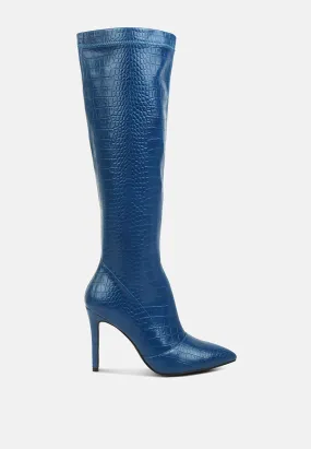 wheedle croc high heeled calf boots
