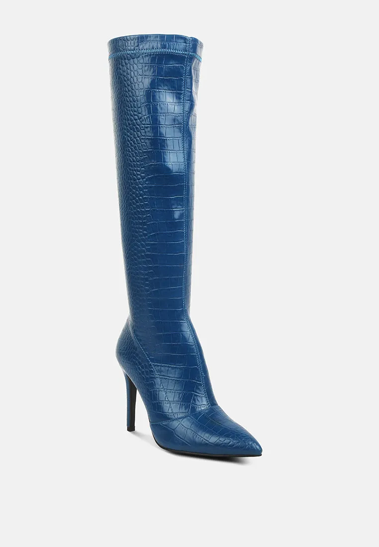 wheedle croc high heeled calf boots