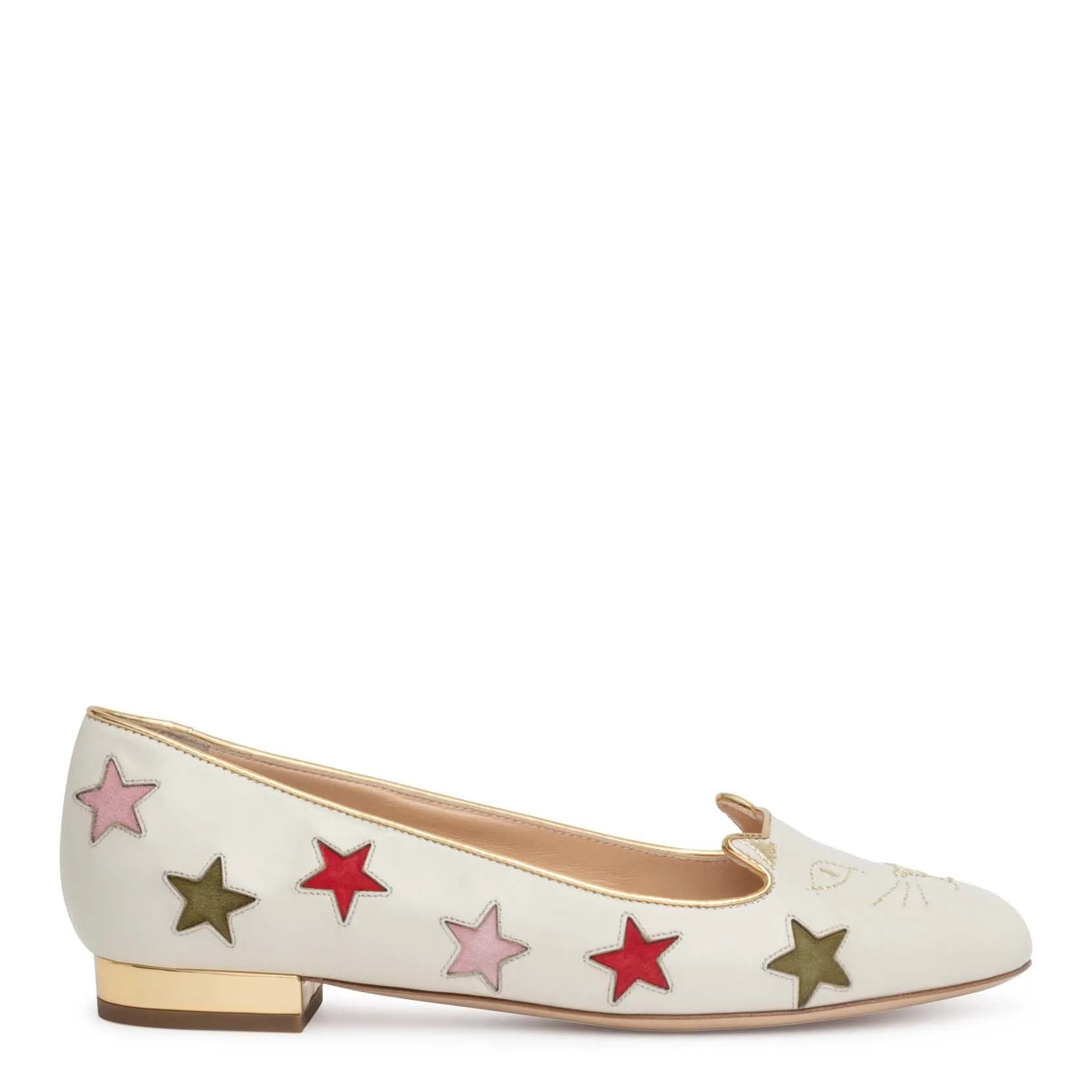 White 15 star kitty flats