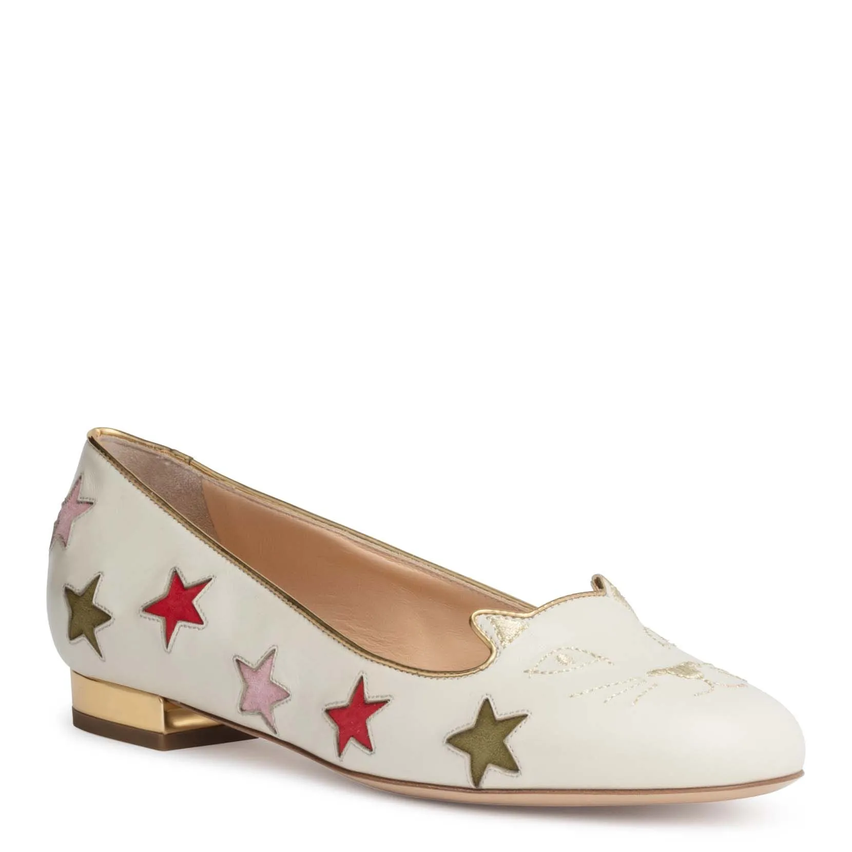 White 15 star kitty flats