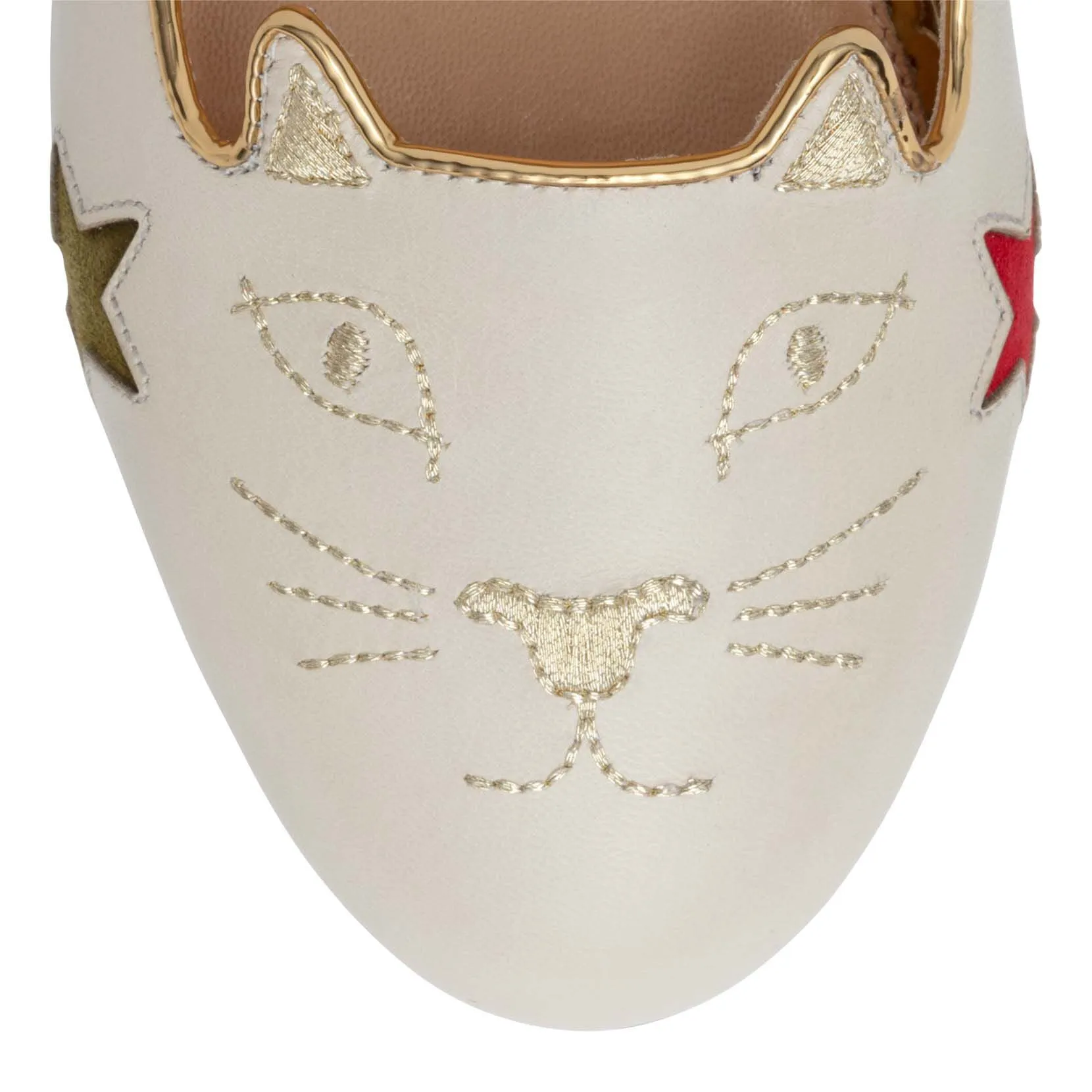 White 15 star kitty flats