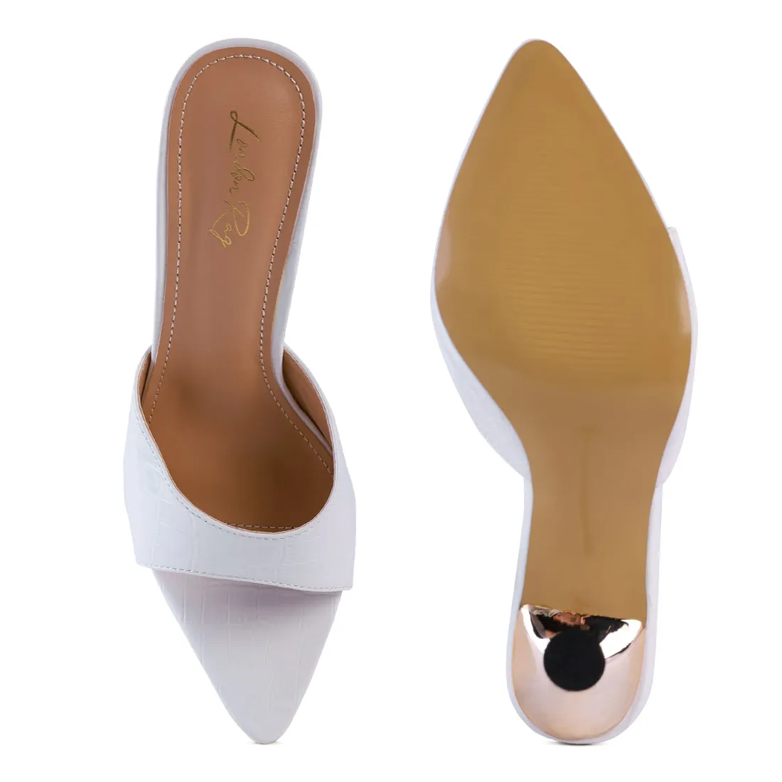 White High Heel Croc Slides