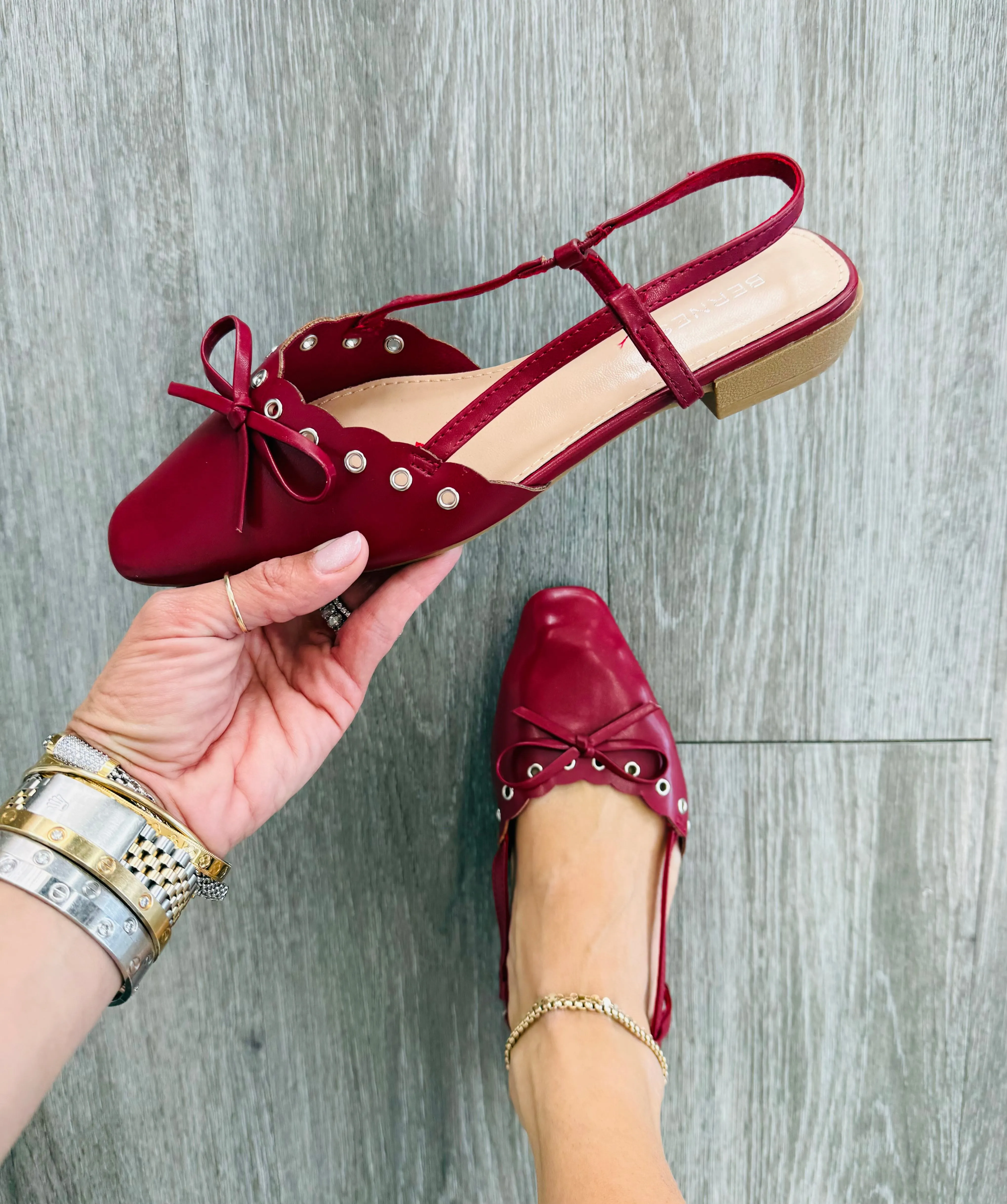 Wine Demure Darling Flats