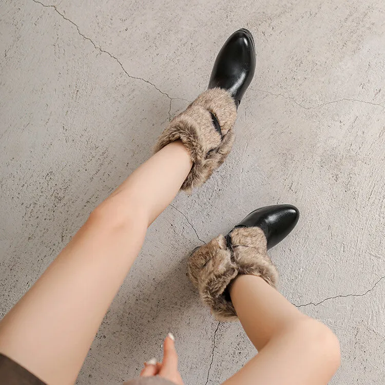 Women's Buckle Strap Round Toe Spike Heel Platform Ankle Boots