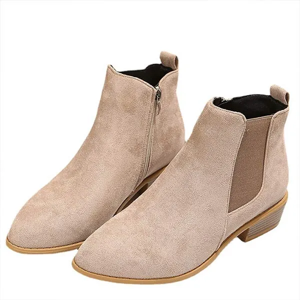 Women'S Chunky Heel Side Zip Short Boots 58433226C